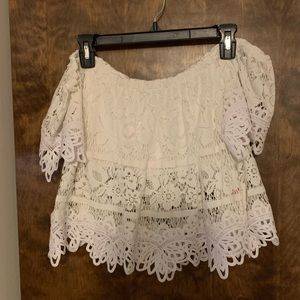 NWT Free People off should Lace top